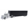 Kenworth W-900 w/Skirted Chassis, Tool Box & 48′ Livestock Trailer -- White Tractor, Black Trailer, HO Herpa Models 6347
