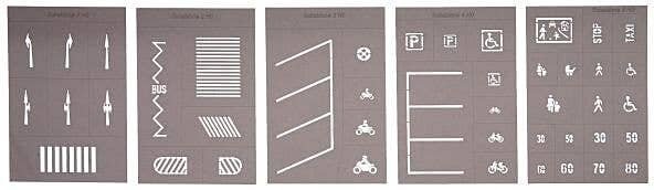 Street Marking Stencils -- 5 Stencils w/43 Symbols, N, Noch Gmbh & Co 34240
