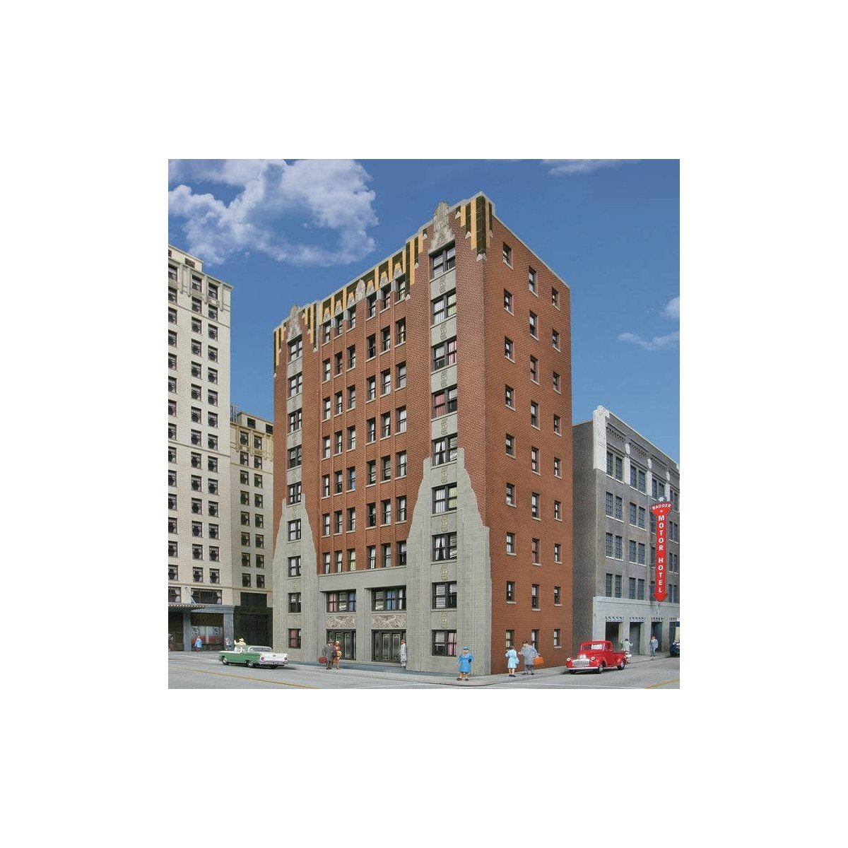 City Apartment Background Building -- Kit - 8-1/8 x 5-3/16 x 12-11/16′ 20.6 x 13.2 x 32.2cm, HO Walthers Cornerstone 3770