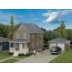 Two-Story House with Garage -- Kit - 5 x 2-1/2 x 4-1/16 12.7 x 6.3 x 10.3cm, HO Walthers Cornerstone 3792