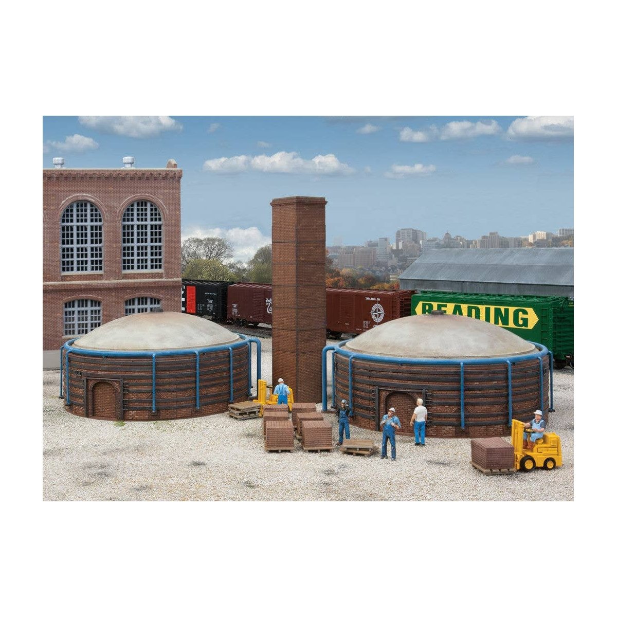 Brick Kilns 2-Pack -- Kit - Each 4-7/8 x 2-7/32′ 12.4 x 5.6cm, HO Walthers Cornerstone 4100