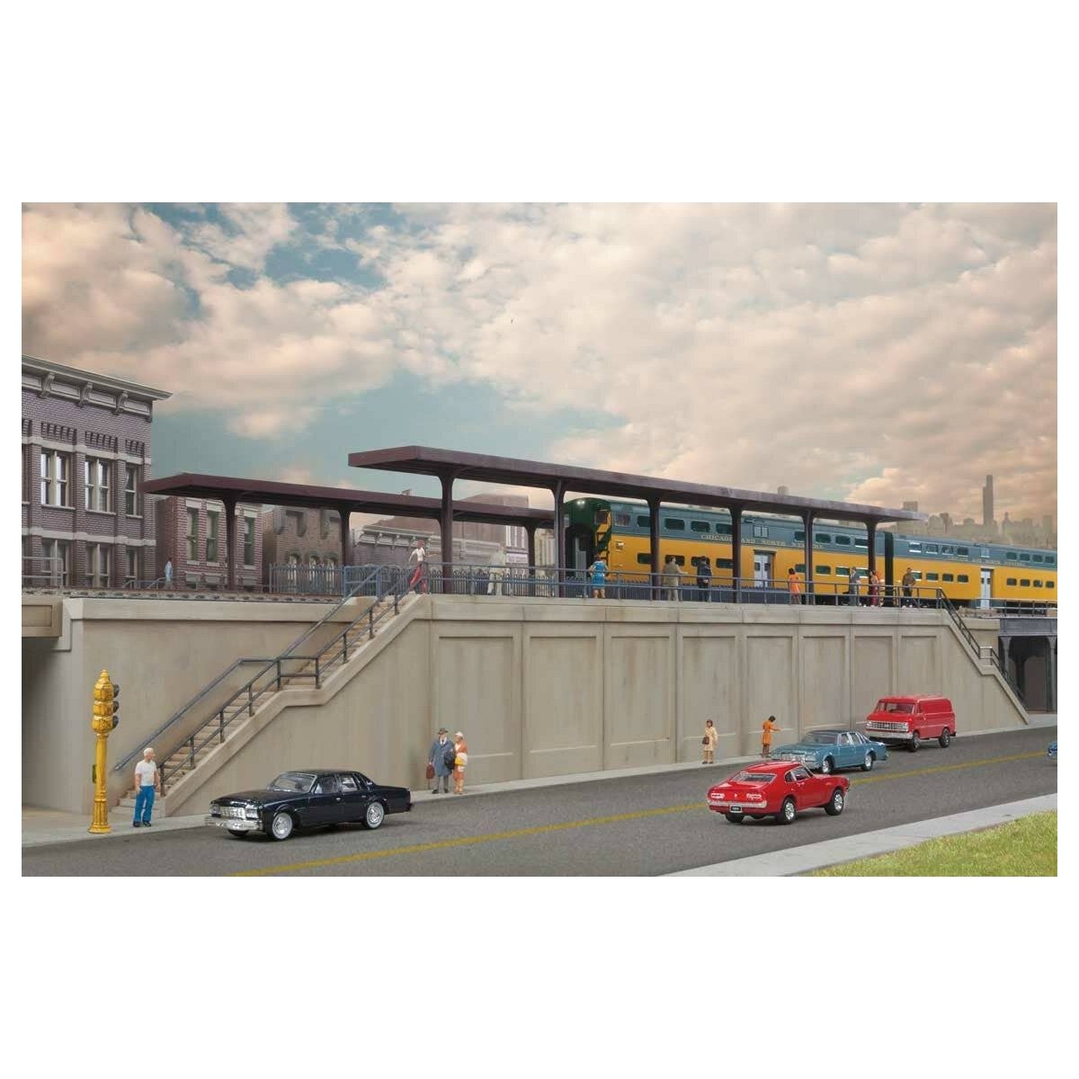 Elevated Commuter Station -- Kit - 20-1/2 x 6-7/8 x 4-11/16′ 52 x 17.4 x 11.9cm, HO Walthers Cornerstone 4563