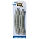 Curved Track with Nickel Silver Rail, Gray Roadbed, Concrete Ties - E-Z Trac -- 18′ 45.7cm Radius pkg(4), HO Bachmann Industri