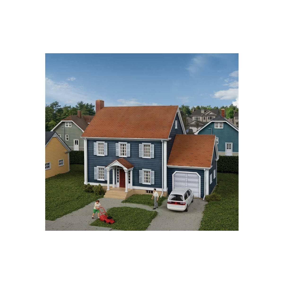 Colonial House -- Kit - 6-3/4 x 5 x 4-3/4′ 17.1 x 12.7 x 12cm, HO Walthers Cornerstone 4153
