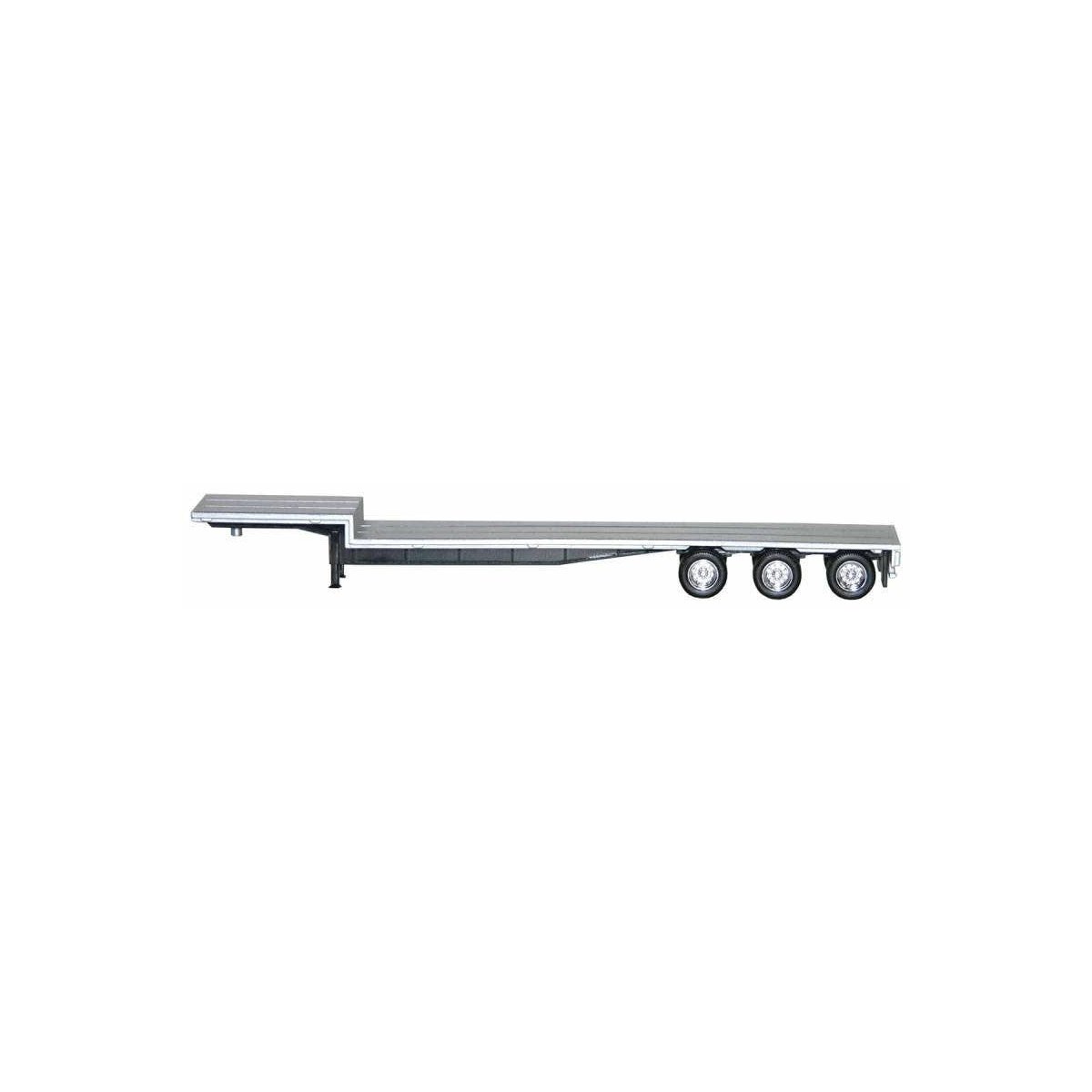 48′ 3-Axle Drop-Deck Trailer - Assembled -- Silver, Chrome Wheels, HO Herpa Models 5454