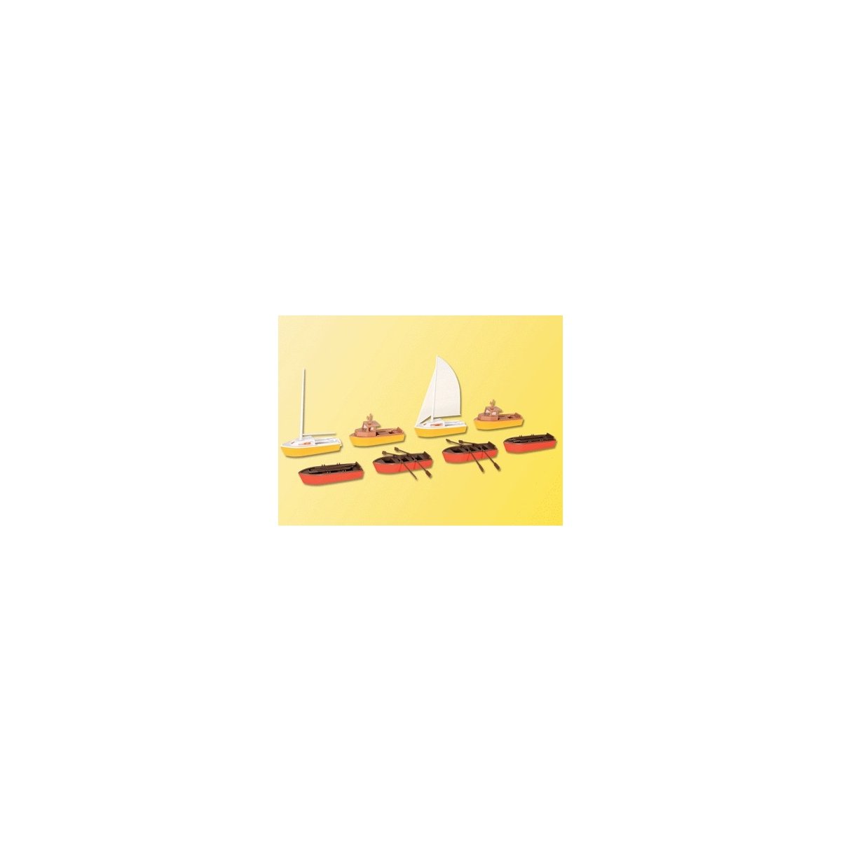 Assorted Boats -- (4) Rowing, (2) Motor, (2) Sailboats, HO Kibri 39159