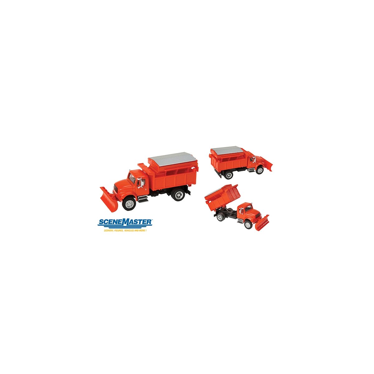 International(R) 4900 Dump Truck w/Snowplow & Salt Spreader - Assembled -- Orange, HO, Walthers SceneMaster 11793