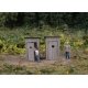 Laser-Cut Wood Kit -- Outhouses - Each: 1/2 x 1/2 x 1′ 1.3 x 1.3 x 2.5cm pkg(2), HO Walthers SceneMaster 4112