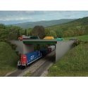 Modern Steel Highway Overpass with Concrete Sides -- Kit - 12-15/16 x 4-3/4′ 32.9 x 12cm, HO, Walthers Cornerstone 4567