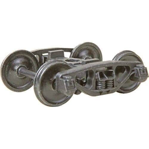 2-Rail AAR Bettendorf Style Metal Trucks -- With 33′ Smooth-Back Metal P48 Wheels 1 Pair, O, Kadee Quality Products 756