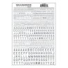 Dry Transfer Alphabet & Numbers - 45-Degree USA Gothic (Military Style) -- Silver, All Scales, Woodland Scenics 743