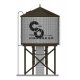 Operating Water Tower with Sound and Motorized Spout -- Assembled - Chesapeake & Ohio (Weathered, gray, black, Progress Logo), H