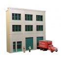 3-Story Wall w/2 Overhead Doors and Office Entry - Keyrail Modular -- Background Building Kit Includes 8 Multi-Pane Windows, HO,