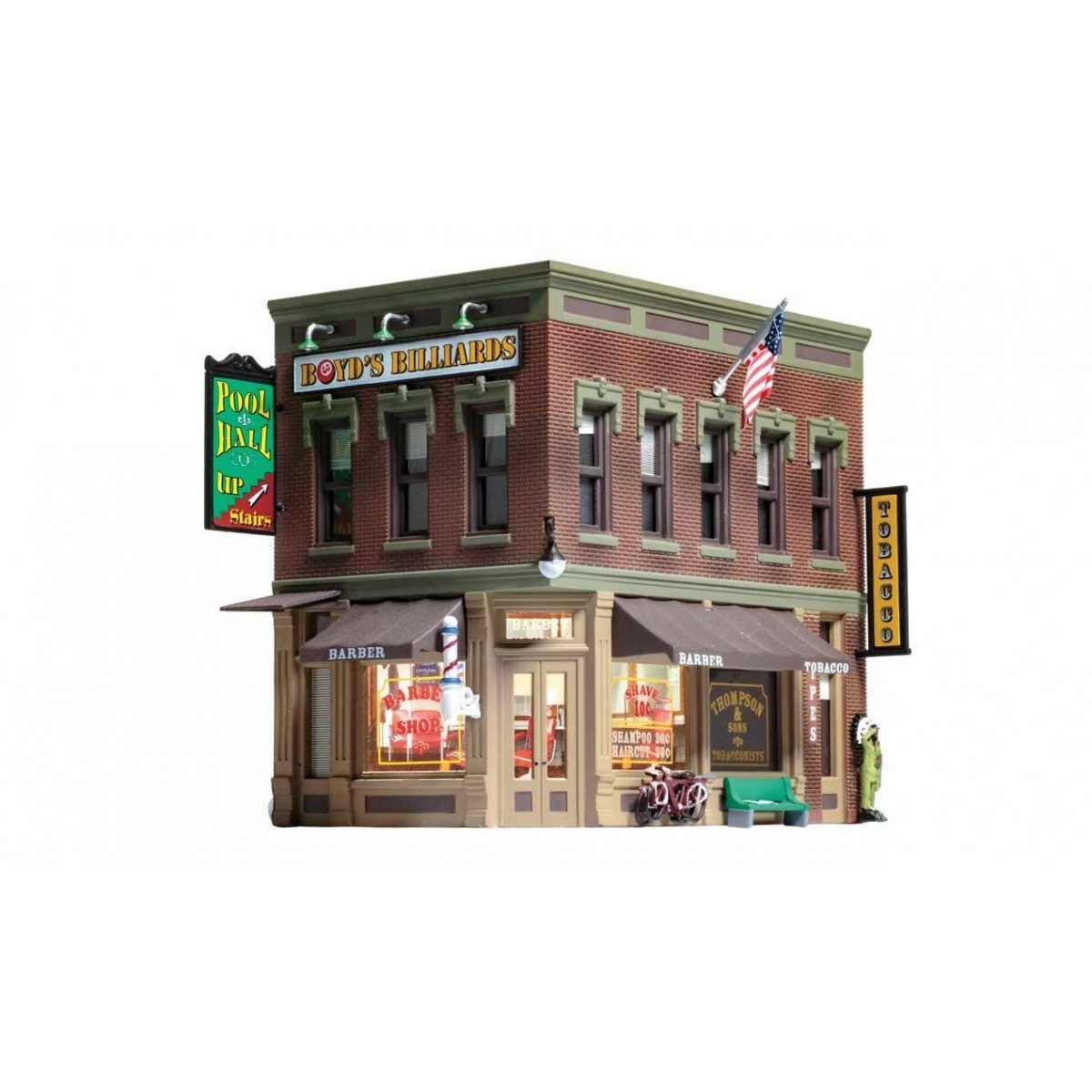 Corner Emporium - Built-&-Ready Landmark Structures(R) -- Assembled - 4-3/16 x 2-3/4′ 10.6 x 7cm, HO Woodland Scenics 5024