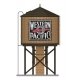 Operating Water Tower with Sound and Motorized Spout -- Assembled - Western Pacific (Weathered, brown, black, Feather River Logo
