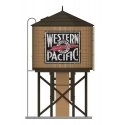 Operating Water Tower with Sound and Motorized Spout -- Assembled - Western Pacific (Weathered, brown, black, Feather River Logo