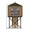 Operating Water Tower with Sound and Motorized Spout -- Assembled - Western Pacific (Weathered, brown, black, Feather River Logo