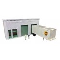 Single-Story Wall w/2 Overhead Doors and Office Entry - Keyrail -- Background Building Kit - 6-1/2 x 3 x 1′, HO, Lunde Studios