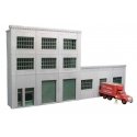 3-Story Building w/2 Overhead Doors, Loading Dock & Office Entry - Keyrail -- Background Building Kit Includes 8 Multi-Pane Wind