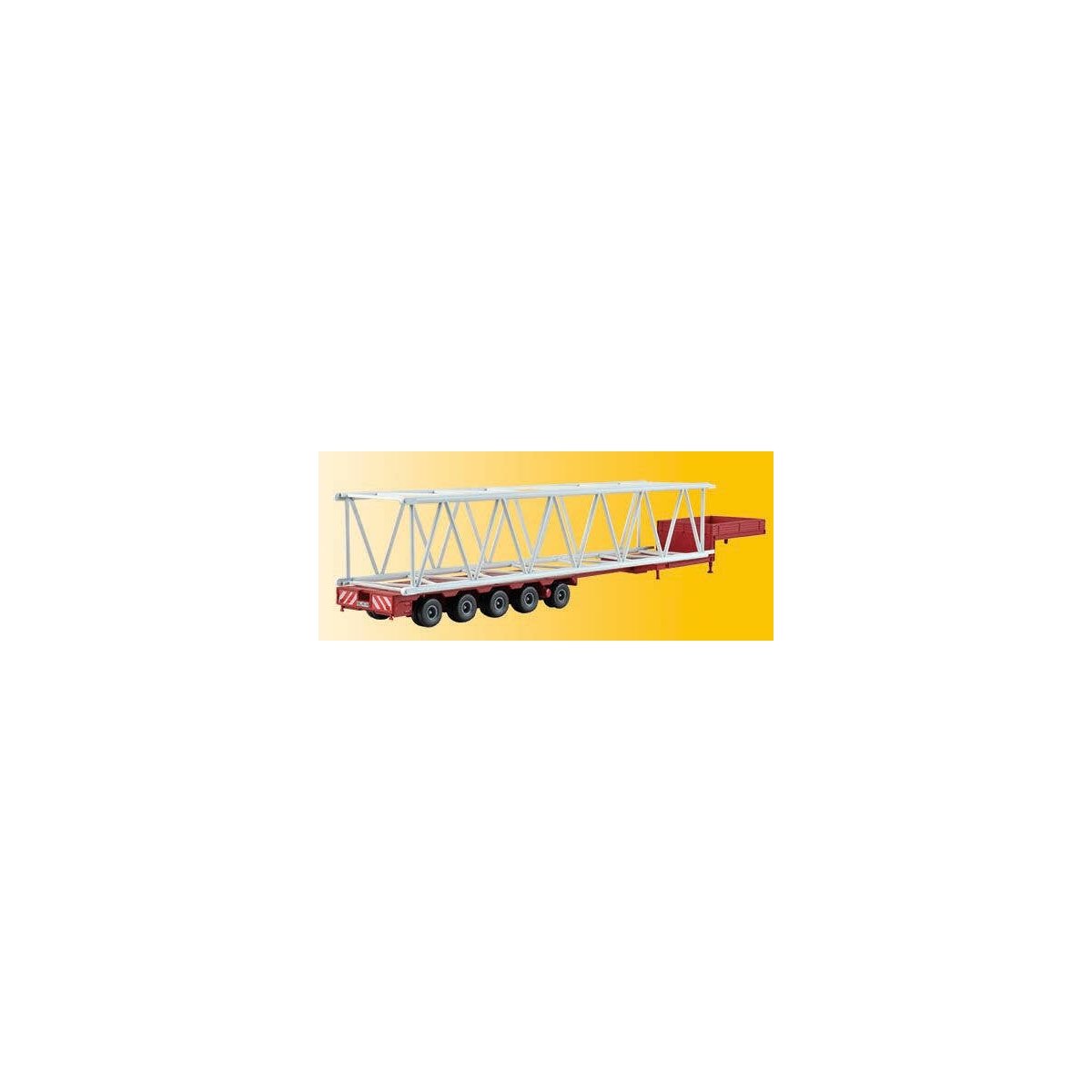 Wiesbauer 5-Axle Low-Boy Trailer w/Crane Boom Load - Kit -- Red, HO Kibri 15710