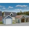 Single-Car Garage pkg(2) -- Kit - Each: 2-5/8 x 1-5/8 x 1-11/16′ 6.6 x 4 x 4.1cm, HO Walthers Cornerstone 3796