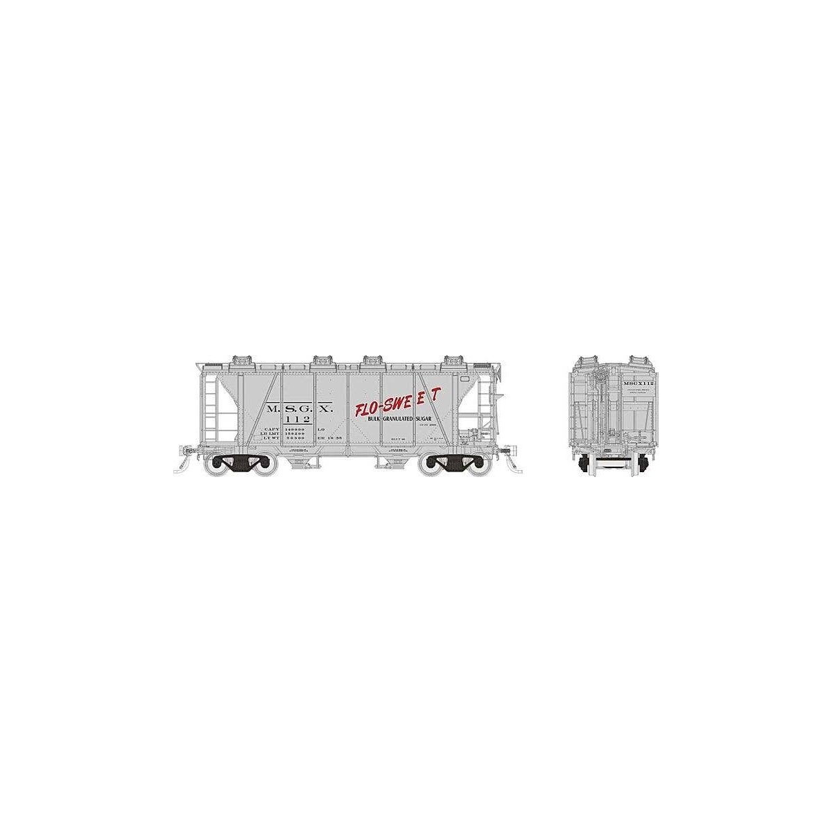 Enterprise 2-Bay Covered Hopper - Ready to Run -- Flo-Sweet MSGX (gray, black, red), HO, Rapido Trains Inc 149004A