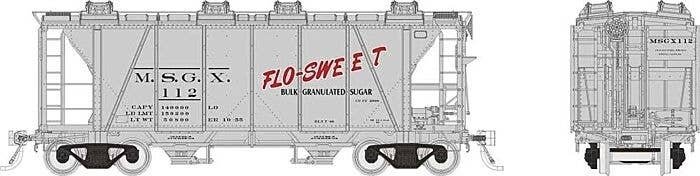 Enterprise 2-Bay Covered Hopper - Ready to Run -- Flo-Sweet MSGX (gray, black, red), HO, Rapido Trains Inc 149004A