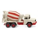 1970-1978 Magirus Deutz Concrete Mixer - Assembled -- Ivory, Red, HO, Wiking 68205