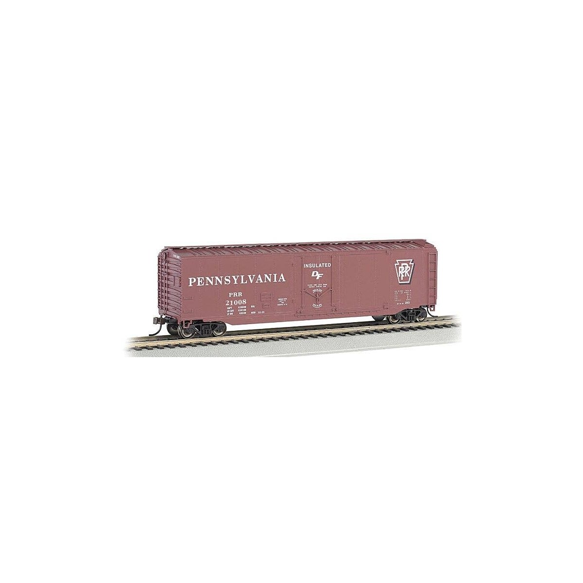 50′ Plug-Door Boxcar - Ready to Run - Silver Series(R) -- Pennsylvania Railroad 21008 (Tusca, HO, Bachmann Industries 18039