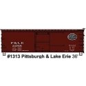 36′ Double-Sheathed Wood Boxcar, Steel Roof, Ends, Fishbelly Underframe - Ki -- Pittsburgh & Lake Er, HO, Accurail Inc 1313