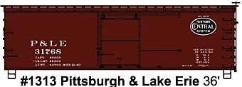 36′ Double-Sheathed Wood Boxcar, Steel Roof, Ends, Fishbelly Underframe - Ki -- Pittsburgh & Lake Er, HO, Accurail Inc 1313