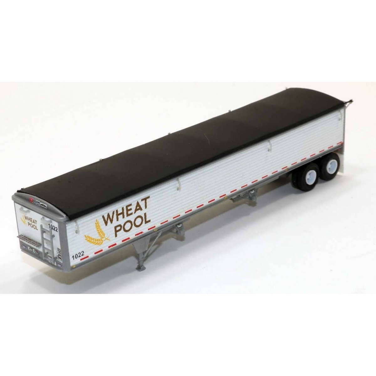 Wilson 43′ Pacesetter Grain Trailer - Kit -- Ontario Wheat Pool (white, brown, yellow, black), HO Lonestar Models 6037