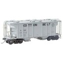 PS-2 2-Bay Covered Hopper - Ready to Run -- Cotton Belt SSW 77112 (As-Built 1957, gray, bl, HO, Kadee Quality Products 8052