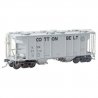 PS-2 2-Bay Covered Hopper - Ready to Run -- Cotton Belt SSW 77112 (As-Built 1957, gray, bl, HO, Kadee Quality Products 8052