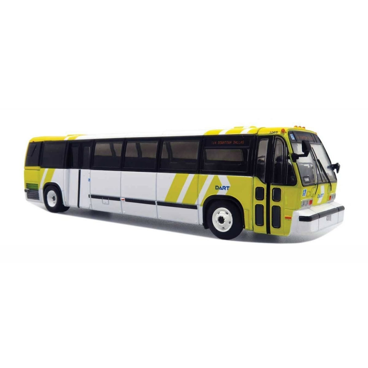 1987-1994 TMC RTS Transit Bus - Assembled -- Dallas Area Rapid Transit DART (white, yellow), HO Iconic Replicas 870319