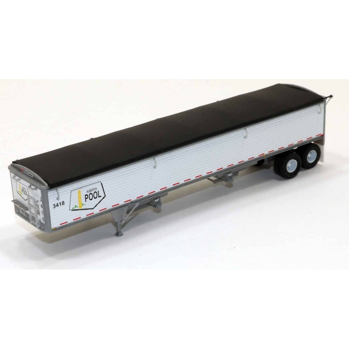 Wilson 43′ Pacesetter Grain Trailer - Kit -- Alberta Pool (white, yellow, black), HO Lonestar Models 6040