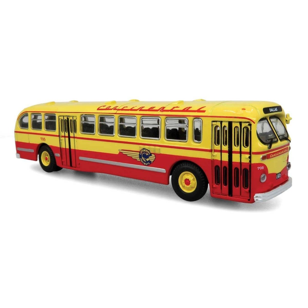 1940s-1950s ACF Brill CD-44 Transit Bus - Assembled -- Continental Trailways (red, white), HO Iconic Replicas 870372