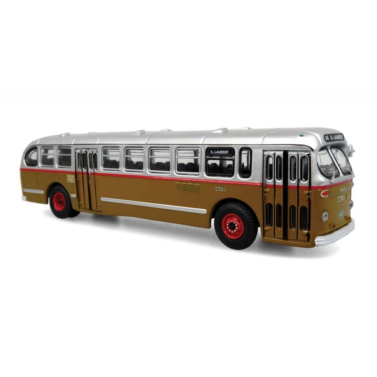 1940s-1950s ACF Brill CD-44 Transit Bus - Assembled -- Montreal STM (silver, gold, red), HO Iconic Replicas 870369