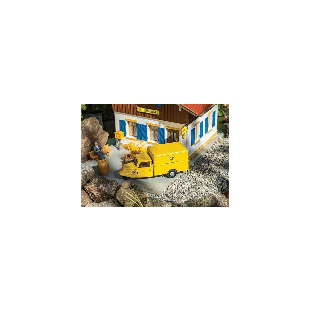 1955 Goliath GD 750 3-Wheel Box-Body Delivery Truck - Kit -- German Post Office (yellow, black, German Lettering), G Pola 331617