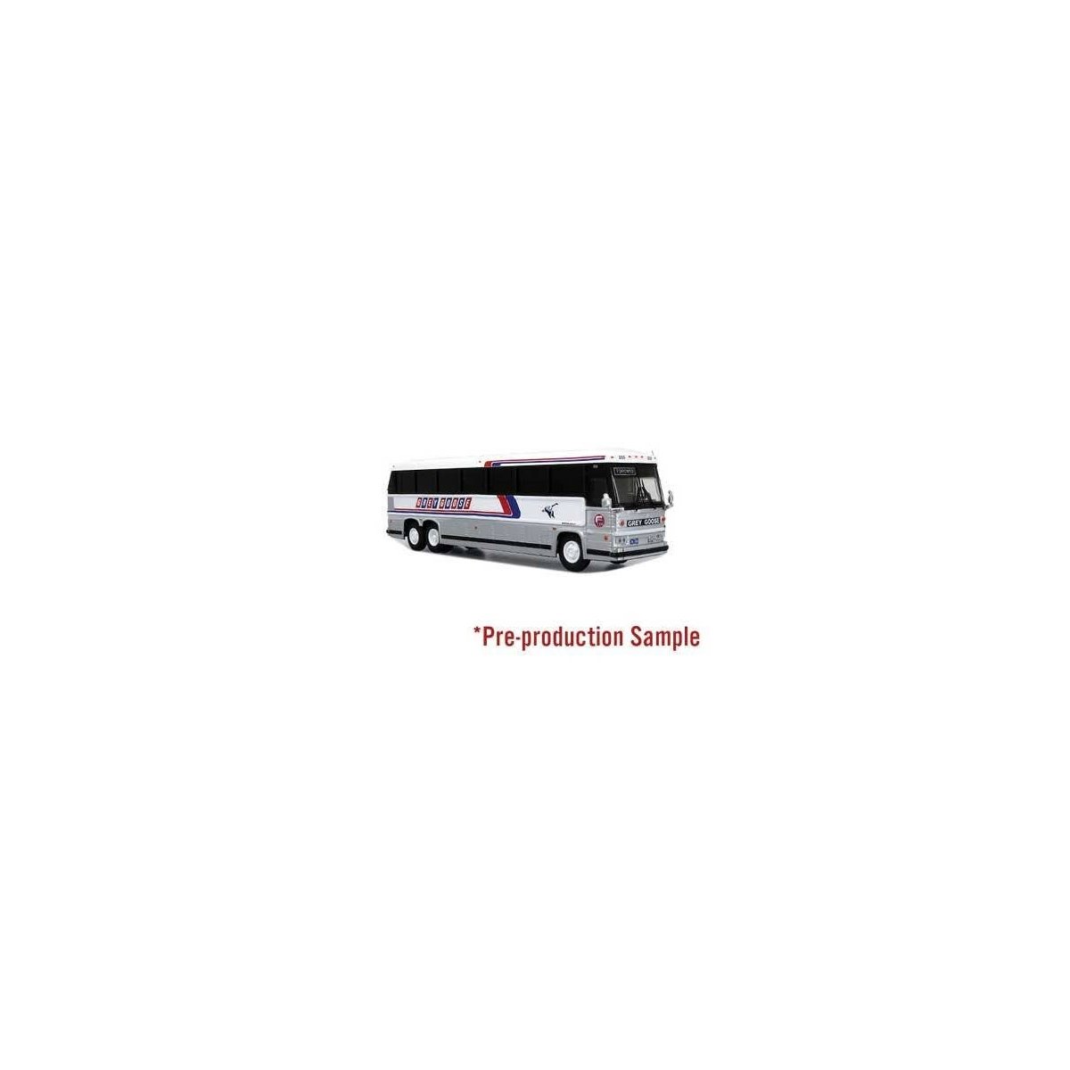 MCI MC-12 Bus - Assembled -- Grey Goose (silver, blue, red, white), HO Iconic Replicas 870344