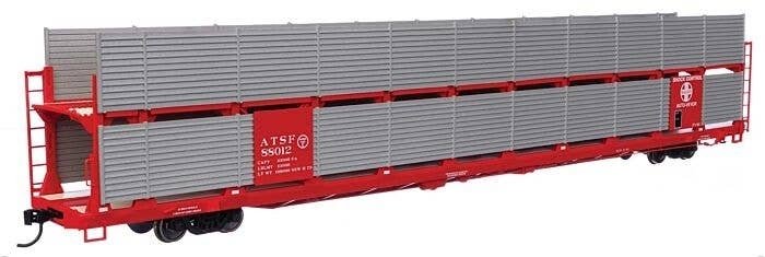 89′ Flatcar w/Bi-Level Shielded Auto Rack - Ready to Run -- Atchison, Topeka & Santa Fe 88012 (A, HO, WalthersMainline 8102