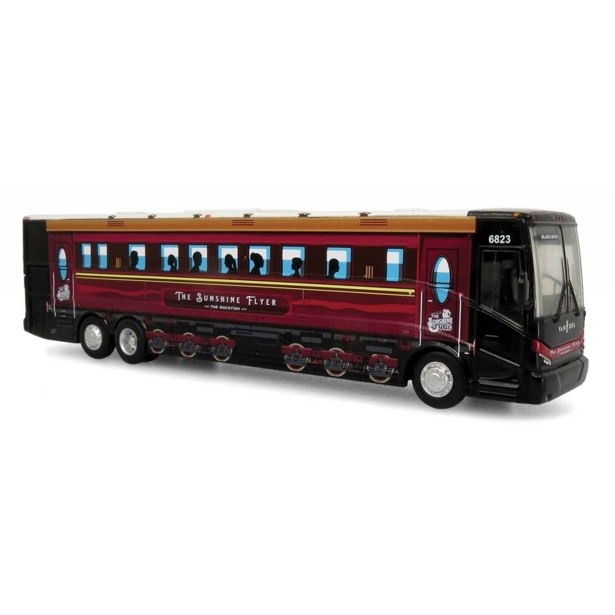 VanHool CX-45 Motorcoach Bus - Assembled -- Academy Bus Lines (black, red, Passenger Car Graphics), HO Iconic Replicas 870405