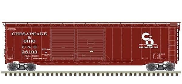 Postwar 50′ Double-Door Boxcar - Ready to Run - Master(R) -- Chesapeake & Ohio 28138, HO, Atlas Model Railroad Co. 20006574