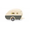 1950-1962 Sportberger L3 Camper Trailer - Assembled -- Ivory, Gray, HO Wiking 5401
