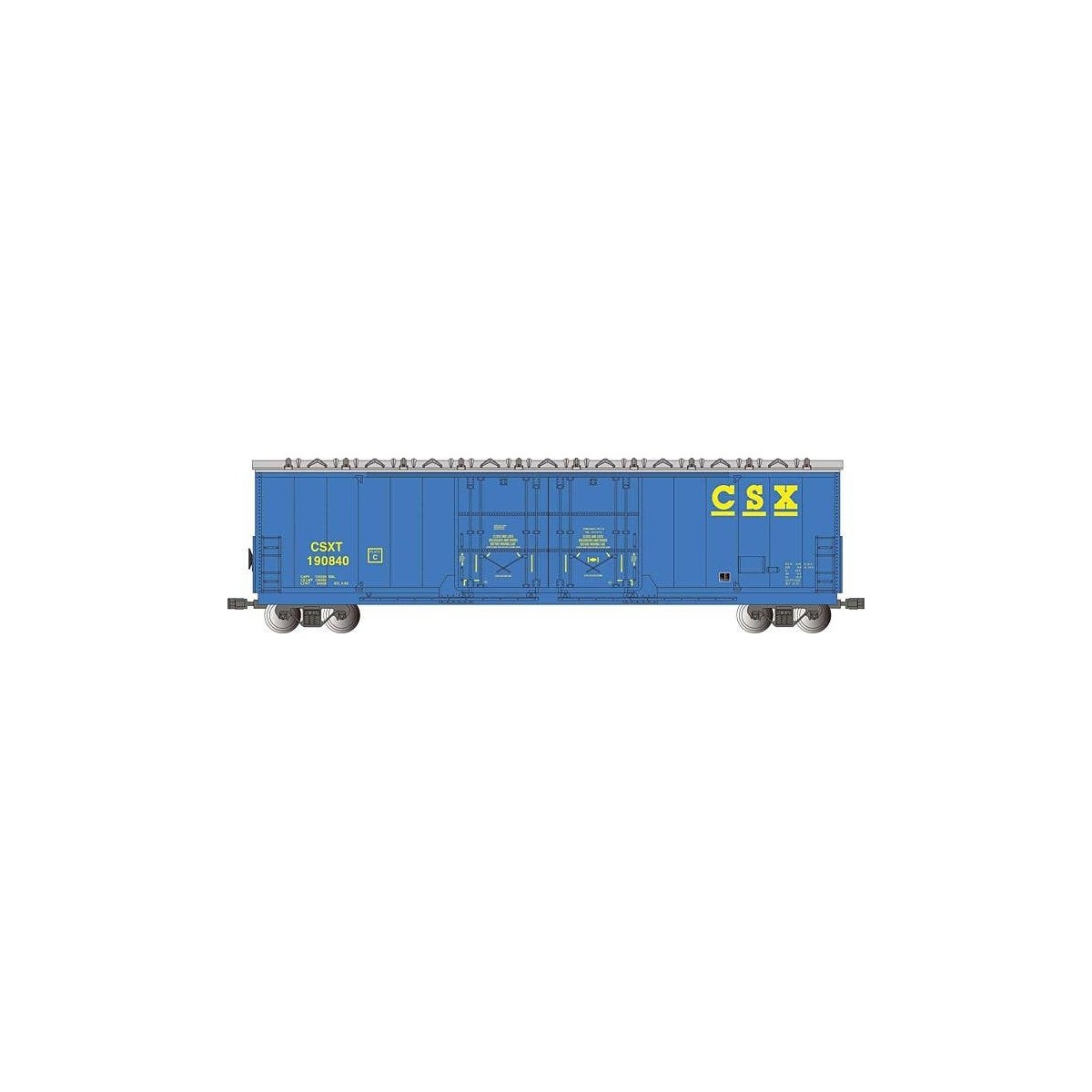 Evans 53Õ Double-Plug-Door Boxcar - Ready to Run -- CSX 190840 (blue, yellow), G, Bachmann Industries 93571