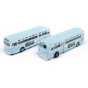 GMC TD 3610 Transit Bus 2-Pack - Assembled - Mini Metals(R) -- New Jersey (Light Blue, white State Fair Advertisement), N Classi