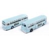 GMC TD 3610 Transit Bus 2-Pack - Assembled - Mini Metals(R) -- New Jersey (Light Blue, white State Fair Advertisement), N Classi