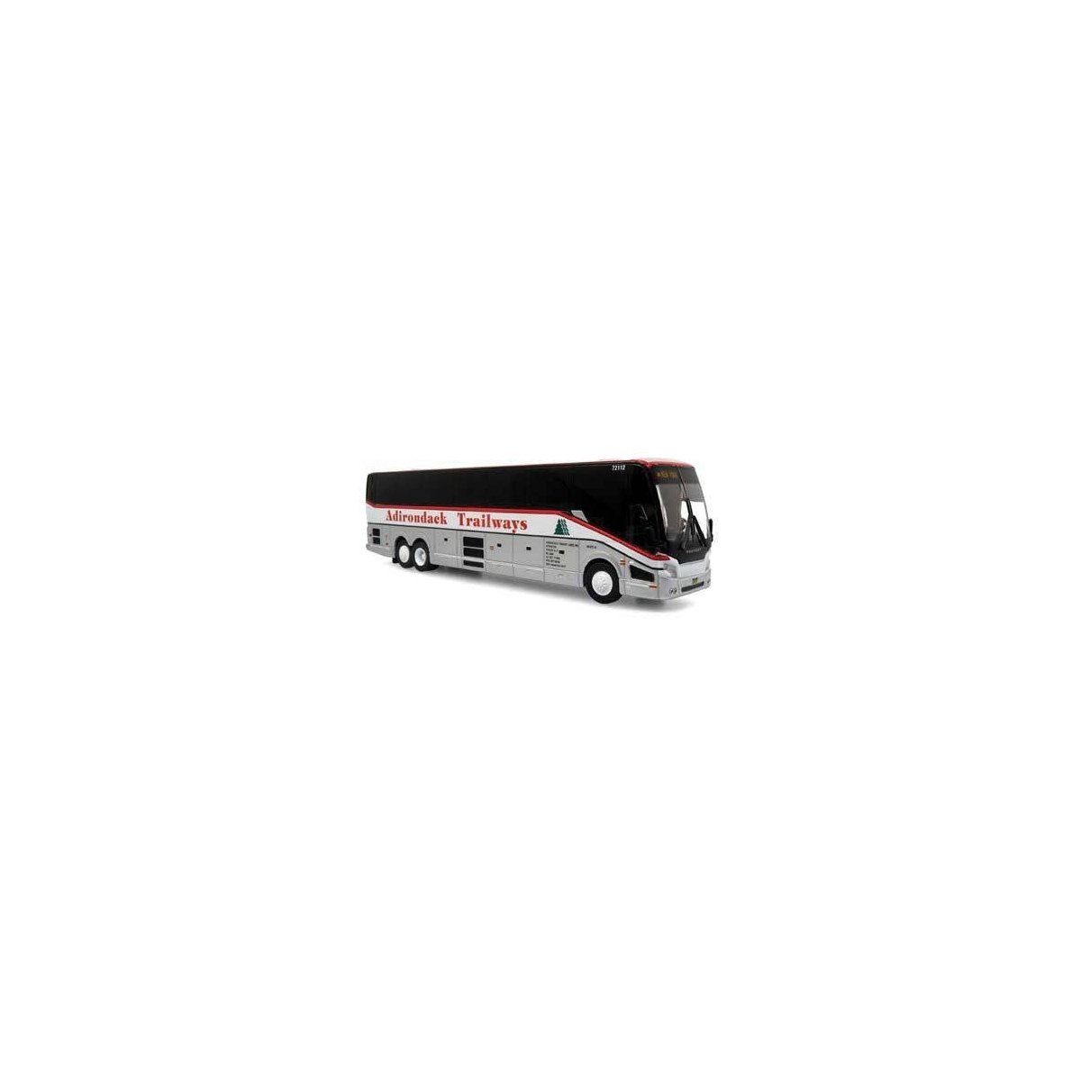 2022 Prevost H3-45 Coach - Assembled -- Adirondack Trailways (silver, white, red), HO Iconic Replicas 870419