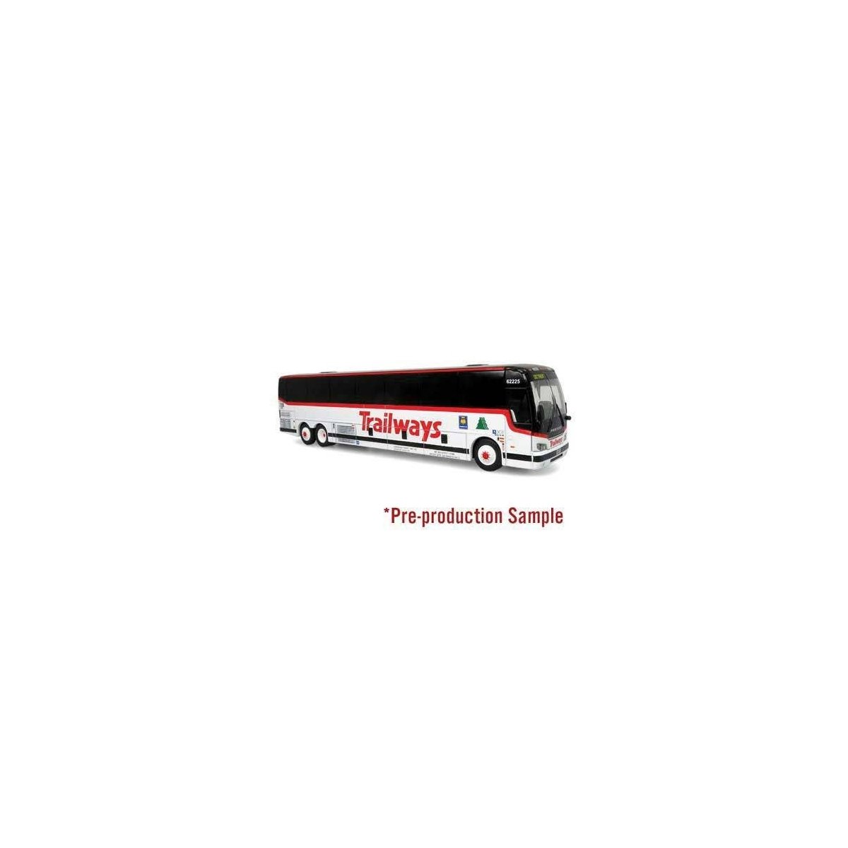 2022 Prevost H3-45 Coach - Assembled -- Adirondack Transit Lines Trailways (white, black, red), HO Iconic Replicas 870477