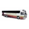 1984 Eagle Model 10 Bus - Assembled -- Tres Estrellas de Oro (white, black, maroon, yellow, Spanish Lettering), HO Iconic Replic